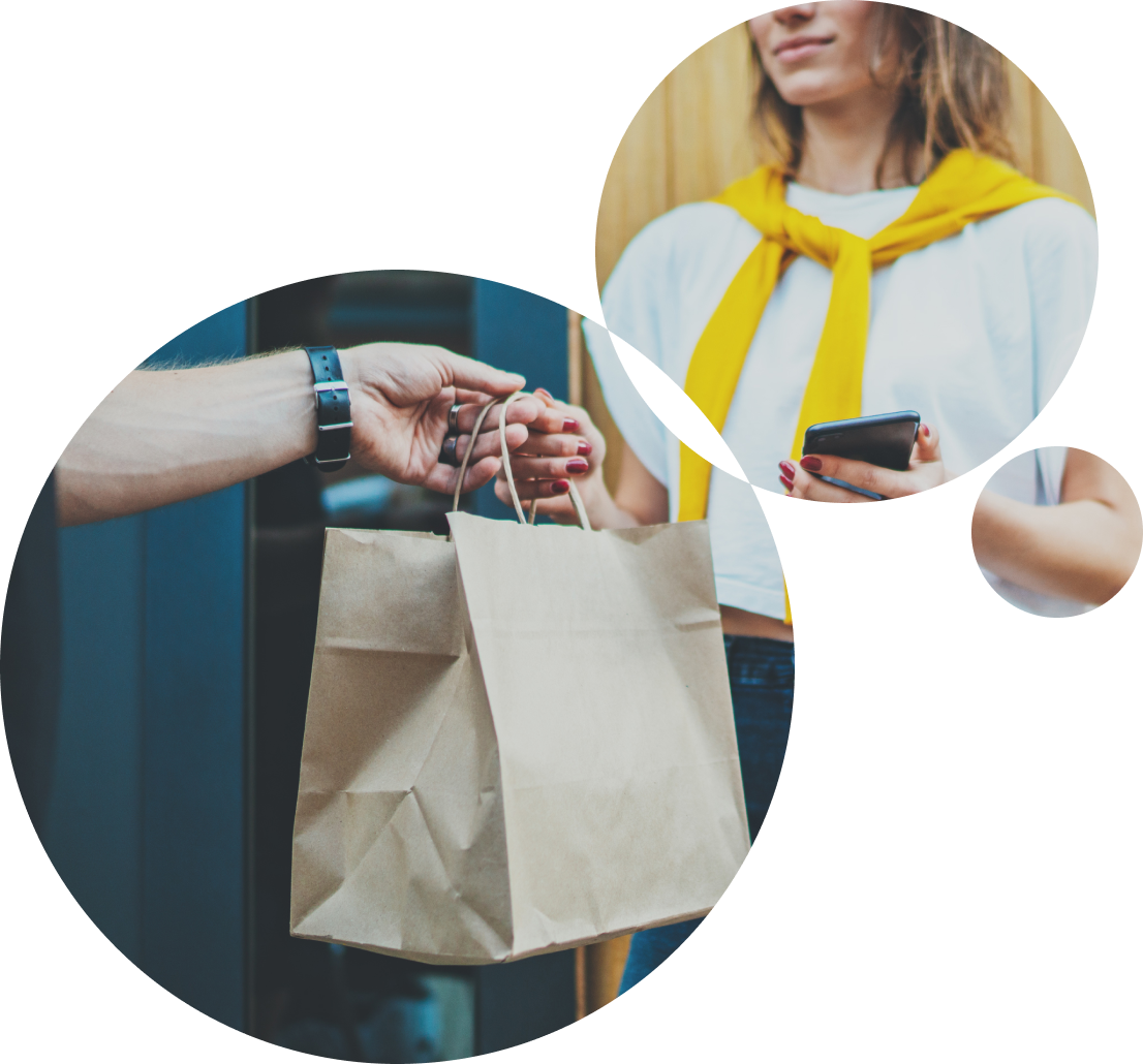 Woman receiving healthy groceries