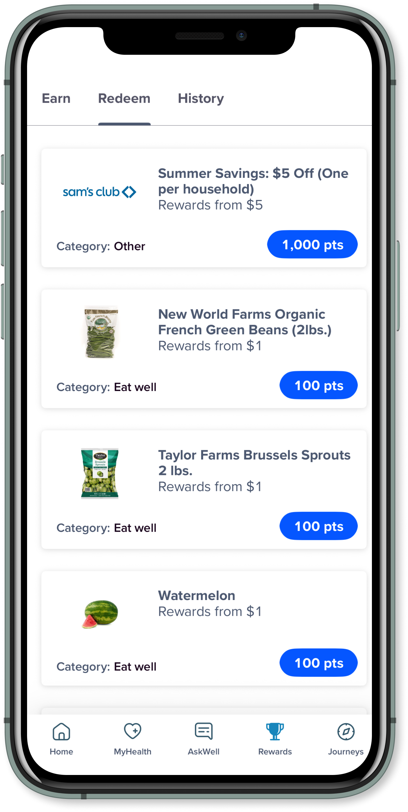 App Screen for Well + Sam's Club = every day savings.